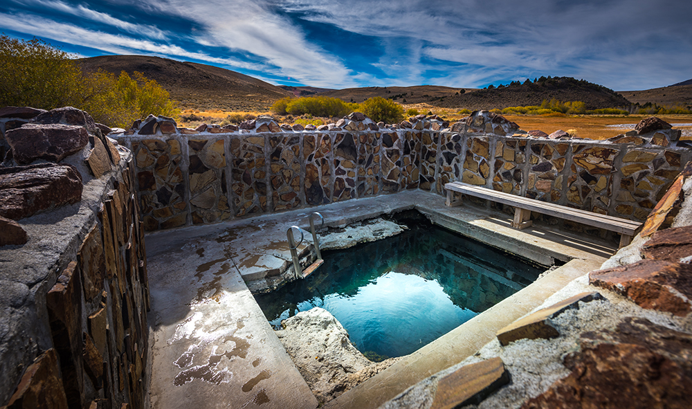 Soaking pool at the Hart Mountain hot springs campground in Lake County, Oregon